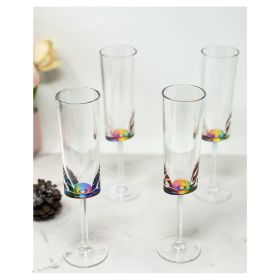 Oval Halo Plastic Champagne Flutes Set of 4 (4oz), Unbreakable Mimosa Glasses Plastic Champagne Glasses, Acrylic Wedding Champagne Flutes