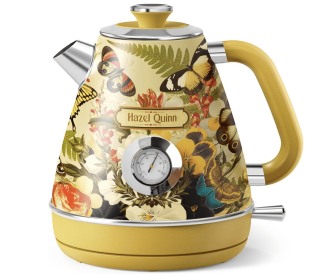 1.7L retro painted electric kettle 1200W Instrument dial thermometer flower watermark painting fast boiling rope without BPA automatically closed SUS3