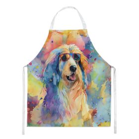 Afghan Hound Hippie Dawg Apron Cooking Kitchen Server Baking Crafts Gardening for Adult Women Men, Unisex, Large, Multicolor