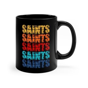 Black Ceramic Mug - 11oz, Saints Colorful Art Illustration