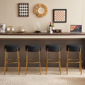 30" Tall, Round High Bar Stools, Set of 2 - Contemporary upholstered dining stools for kitchens