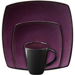 Gibson Soho Lounge Square 16-piece dinnerware set Purple