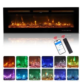 ZOKOP 50" Smart WiFi Electric Fireplace Insert, 1500W Wall Recessed/Mounted, Freestanding Fireplace Heater with Remote Control