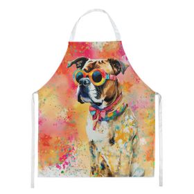 Boxer Hippie Dawg Apron Cooking Kitchen Server Baking Crafts Gardening for Adult Women Men, Unisex, Large, Multicolor