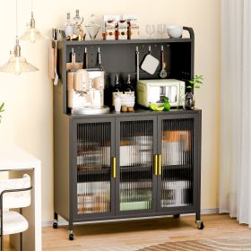 Carbon steel Kitchen Storage Cabinets, Microwave Stand, Bakers Racks for Kitchens with Storage, Microwave cart (Color: as Pic)