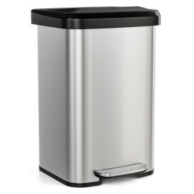 13.2 Gallon Step Trash Can with Soft Close Lid and Deodorizer Compartment (Color: Silver)