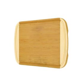 Two Tone Cutting Board with Side Handles & Juice Groove for Kitchen (Color: Natural, size: XL -  18" x 12")